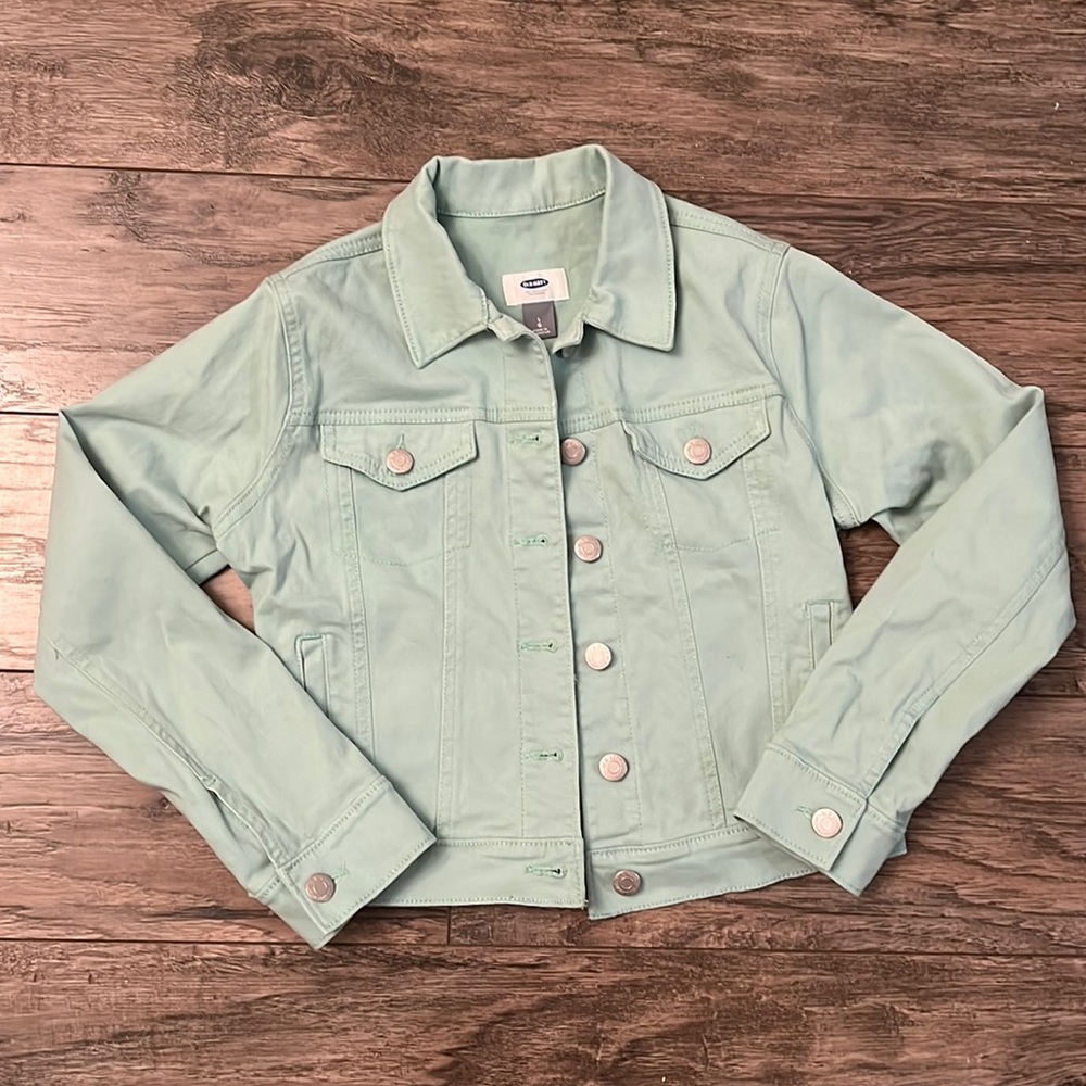 COPY - Sage green denim jacket.